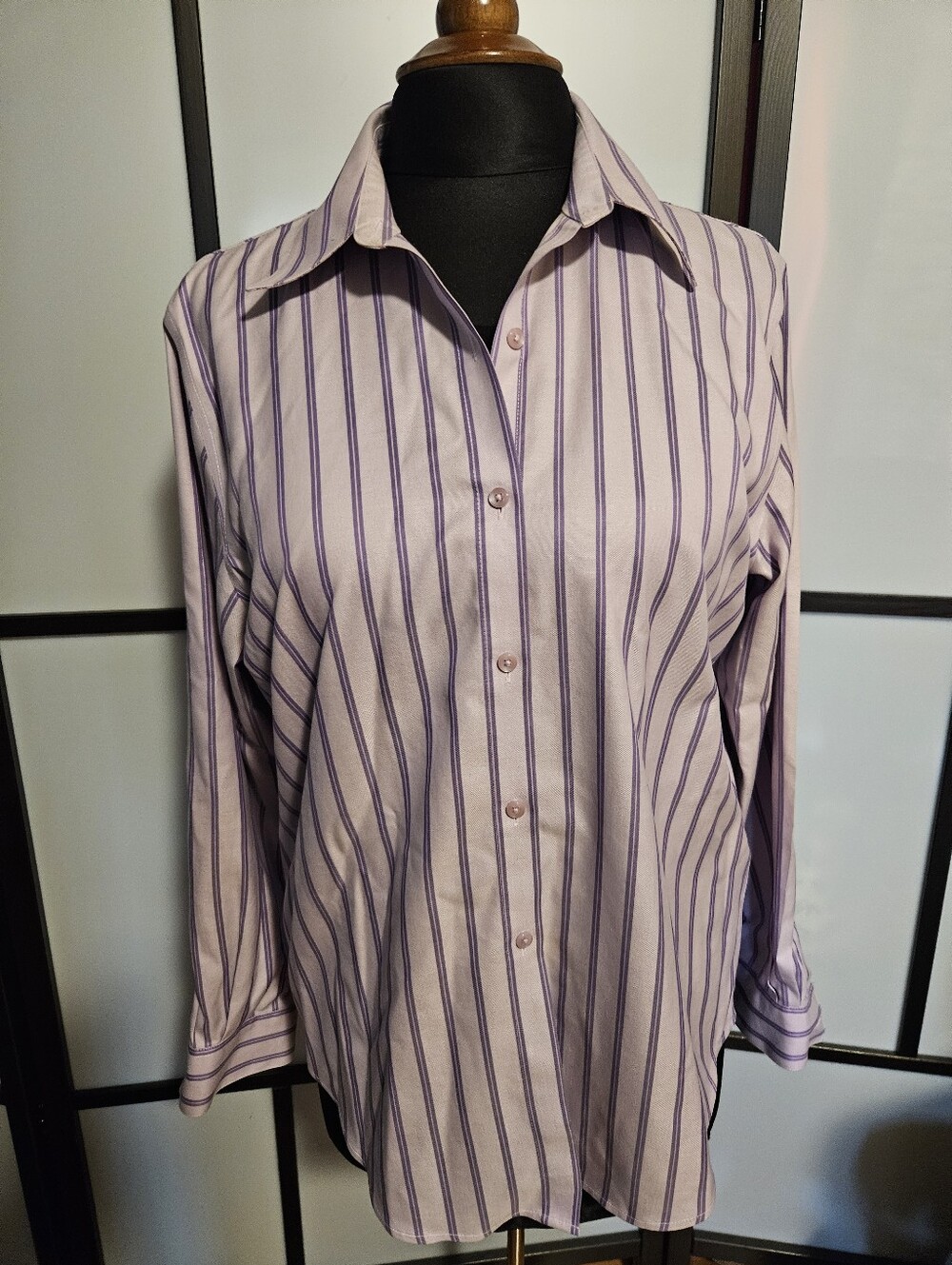 Talbots Lavender and Purple Stripe Button-Down Shirt